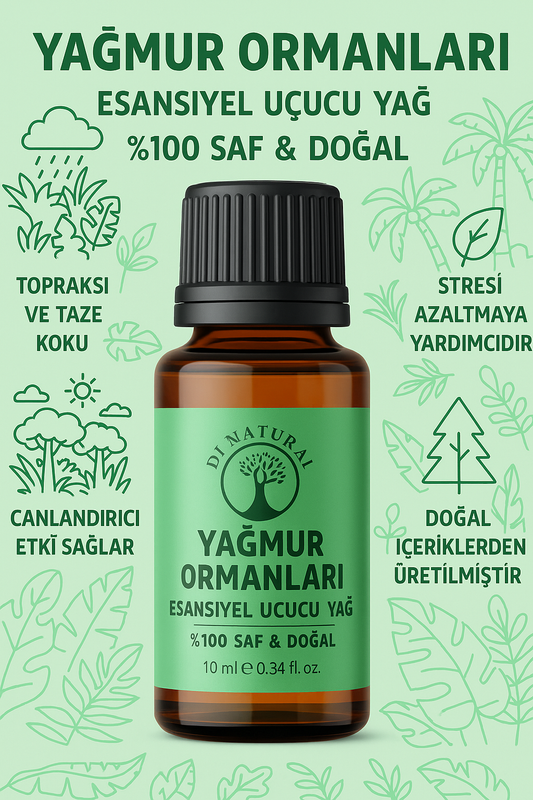 Yağmur Ormanları Uçucu Yağ %100 Saf Doğal Esans Buhurdanlık Difüzör Oda Esansı 10 ml
