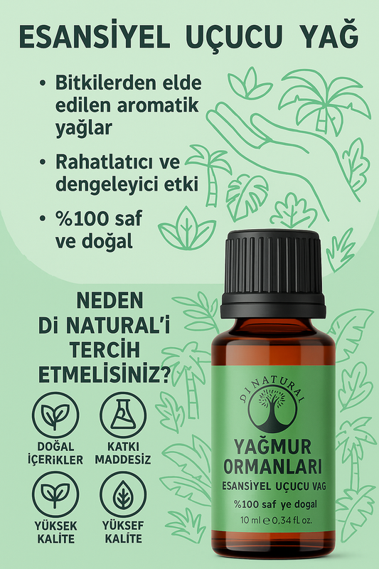 Yağmur Ormanları Uçucu Yağ %100 Saf Doğal Esans Buhurdanlık Difüzör Oda Esansı 10 ml